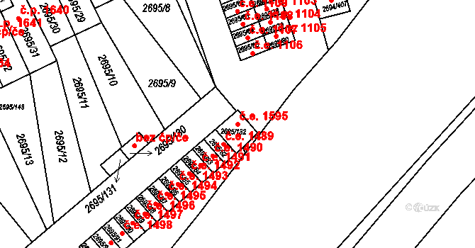 Pelhřimov 1595 na parcele st. 2695/132 v KÚ Pelhřimov, Katastrální mapa