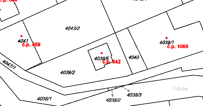 Frýdlant 542, Frýdlant nad Ostravicí na parcele st. 4039/5 v KÚ Frýdlant nad Ostravicí, Katastrální mapa