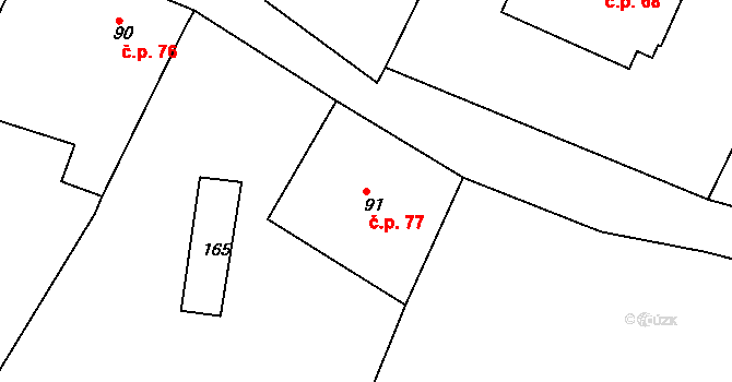 Podhrad 77, Cheb na parcele st. 91 v KÚ Podhrad, Katastrální mapa