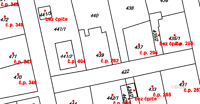 Dolní Rychnov 262 na parcele st. 439 v KÚ Dolní Rychnov, Katastrální mapa