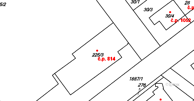Lhotka 814, Praha na parcele st. 225/3 v KÚ Lhotka, Katastrální mapa