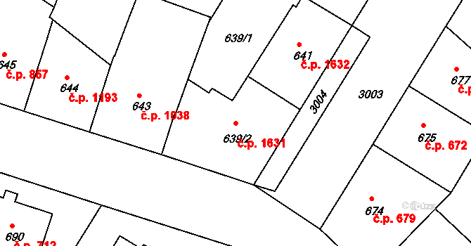 Nusle 1631, Praha na parcele st. 639/2 v KÚ Nusle, Katastrální mapa