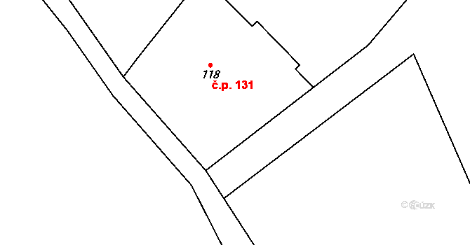 Majdalena 131 na parcele st. 118 v KÚ Majdalena, Katastrální mapa