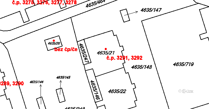 Modřany 3291,3292, Praha na parcele st. 4635/22 v KÚ Modřany, Katastrální mapa