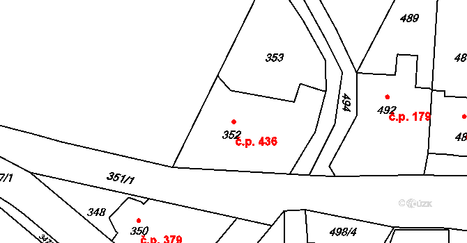 Rumburk 2-Horní Jindřichov 436, Rumburk na parcele st. 352 v KÚ Horní Jindřichov, Katastrální mapa