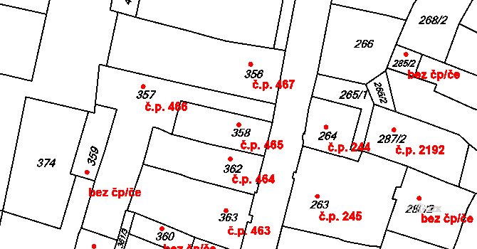 Česká Lípa 465 na parcele st. 358 v KÚ Česká Lípa, Katastrální mapa