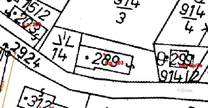 Žibřidice 203, Křižany na parcele st. 289 v KÚ Žibřidice, Katastrální mapa
