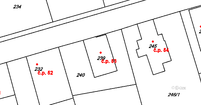 Liberec IX-Janův Důl 53, Liberec na parcele st. 239 v KÚ Janův Důl u Liberce, Katastrální mapa