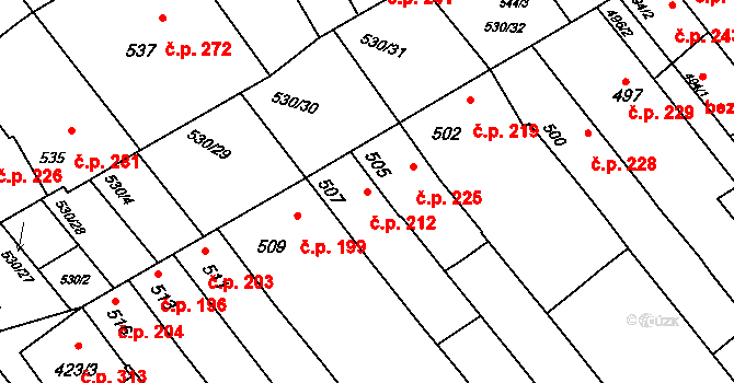 Přísnotice 212 na parcele st. 507 v KÚ Přísnotice, Katastrální mapa