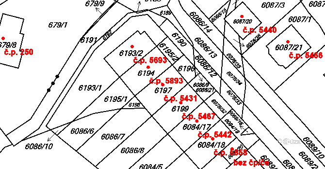 Chomutov 5431 na parcele st. 6197 v KÚ Chomutov I, Katastrální mapa