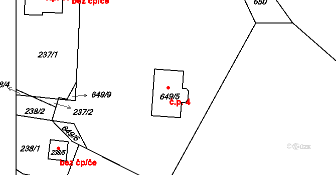 Děhylov 4 na parcele st. 649/5 v KÚ Děhylov, Katastrální mapa