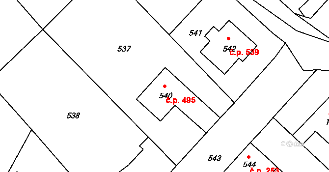 Týnec nad Labem 495 na parcele st. 540 v KÚ Týnec nad Labem, Katastrální mapa