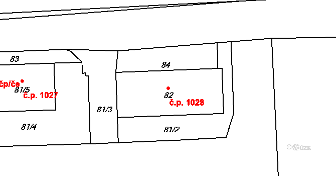 Hořovice 1028 na parcele st. 82 v KÚ Velká Víska, Katastrální mapa
