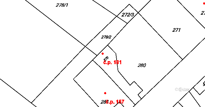 Vrbice 181, Bohumín na parcele st. 279 v KÚ Vrbice nad Odrou, Katastrální mapa