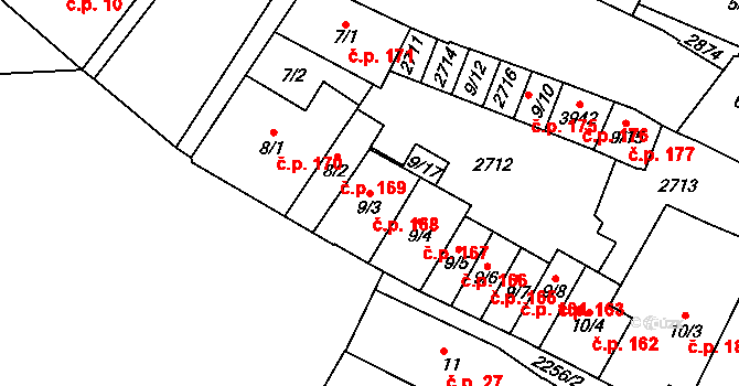 Sušice I 168, Sušice na parcele st. 9/3 v KÚ Sušice nad Otavou, Katastrální mapa