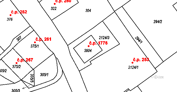 Frenštát pod Radhoštěm 1776 na parcele st. 3804 v KÚ Frenštát pod Radhoštěm, Katastrální mapa