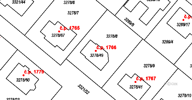 Chotěboř 1766 na parcele st. 3278/49 v KÚ Chotěboř, Katastrální mapa