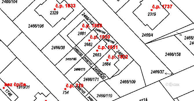 Tišnov 1831 na parcele st. 2683 v KÚ Tišnov, Katastrální mapa