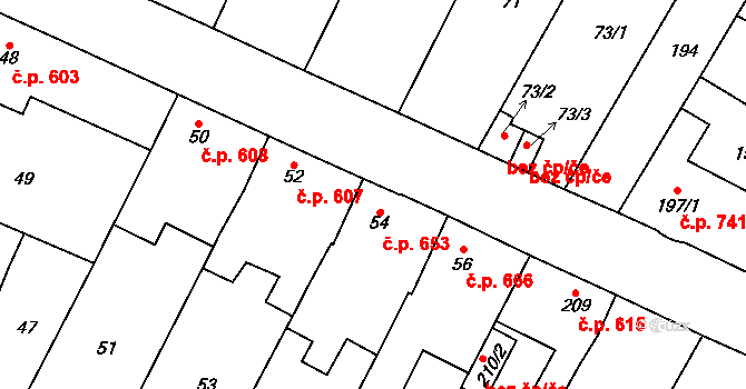 Nýřany 653 na parcele st. 54 v KÚ Nýřany, Katastrální mapa
