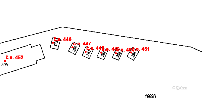 Malé Žernoseky 449 na parcele st. 282 v KÚ Malé Žernoseky, Katastrální mapa