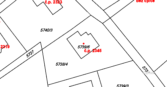 Pod Bezručovým vrchem 2345, Krnov na parcele st. 5739/6 v KÚ Krnov-Horní Předměstí, Katastrální mapa