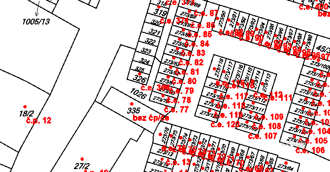 Obrnice 78 na parcele st. 273/80 v KÚ Obrnice, Katastrální mapa