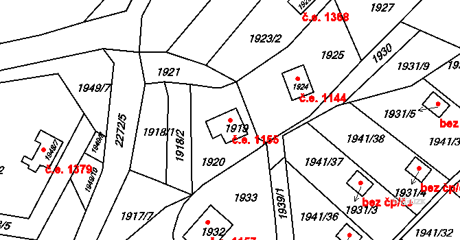 Krásné Pole 1155, Ostrava na parcele st. 1919 v KÚ Krásné Pole, Katastrální mapa