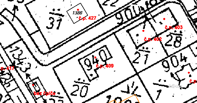 Zbraslavice 402 na parcele st. 900 v KÚ Zbraslavice, Katastrální mapa