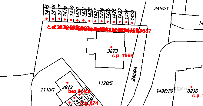 Humpolec 1668 na parcele st. 3873 v KÚ Humpolec, Katastrální mapa