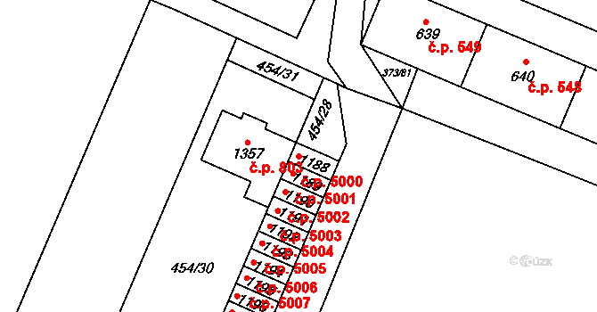 Přímětice 5000, Znojmo na parcele st. 1188 v KÚ Přímětice, Katastrální mapa