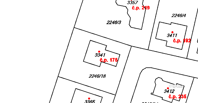 Štítary 175, Kolín na parcele st. 3341 v KÚ Štítary u Kolína, Katastrální mapa