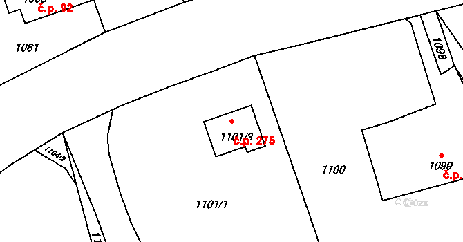 Horní Žukov 275, Český Těšín na parcele st. 1101/3 v KÚ Horní Žukov, Katastrální mapa