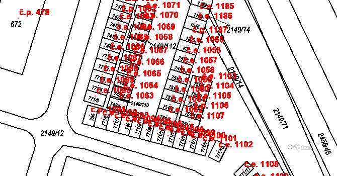Dědice 1059, Vyškov na parcele st. 751/4 v KÚ Dědice u Vyškova, Katastrální mapa