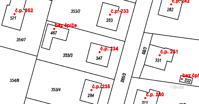 Sedlec 234, Sedlec-Prčice na parcele st. 347 v KÚ Sedlec u Votic, Katastrální mapa
