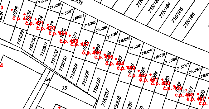 Výškovice 464, Ostrava na parcele st. 1068 v KÚ Výškovice u Ostravy, Katastrální mapa