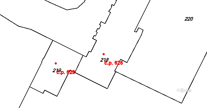 Poruba 626, Ostrava na parcele st. 218 v KÚ Poruba, Katastrální mapa
