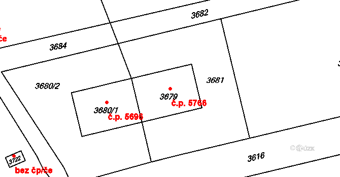 Svinov 5766, Ostrava na parcele st. 3679 v KÚ Svinov, Katastrální mapa
