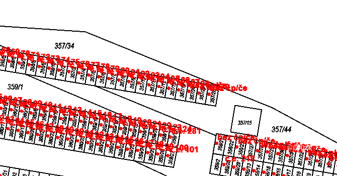 Rousínov 187 na parcele st. 357/13 v KÚ Rousínov u Vyškova, Katastrální mapa