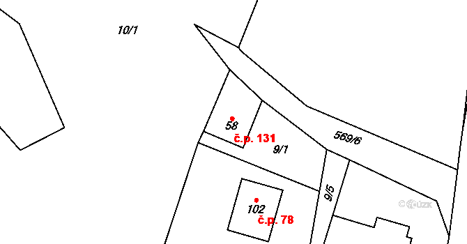 Termesivy 131, Havlíčkův Brod na parcele st. 58 v KÚ Termesivy, Katastrální mapa