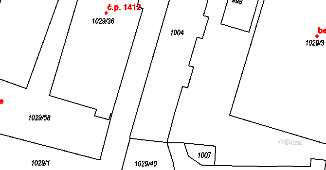Brumov-Bylnice 38895391 na parcele st. 1004 v KÚ Brumov, Katastrální mapa
