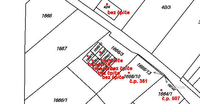 Rousínov 39711391 na parcele st. 1666/5 v KÚ Rousínov u Vyškova, Katastrální mapa
