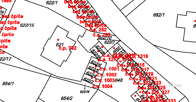 Děčín 42490391 na parcele st. 622/9 v KÚ Děčín, Katastrální mapa
