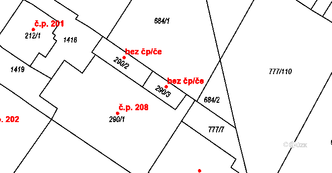 Ždírec nad Doubravou 43193391 na parcele st. 290/3 v KÚ Ždírec nad Doubravou, Katastrální mapa