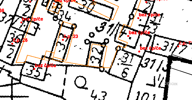 Petrovice I 44003391 na parcele st. 32 v KÚ Petrovice I, Katastrální mapa