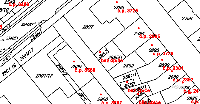 Chomutov 45033391 na parcele st. 2895/2 v KÚ Chomutov II, Katastrální mapa