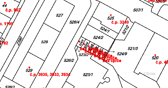 Chomutov 45056391 na parcele st. 524/4 v KÚ Chomutov I, Katastrální mapa