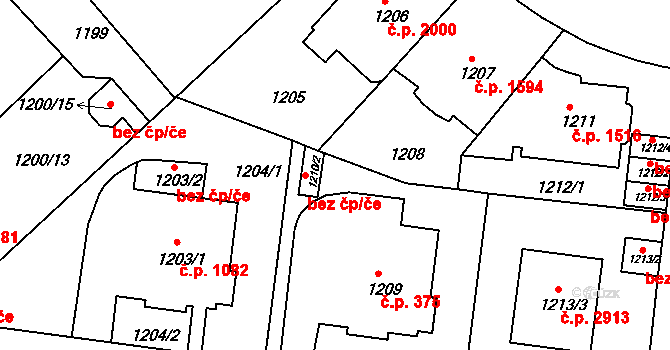 Teplice 45108391 na parcele st. 1210/2 v KÚ Teplice, Katastrální mapa