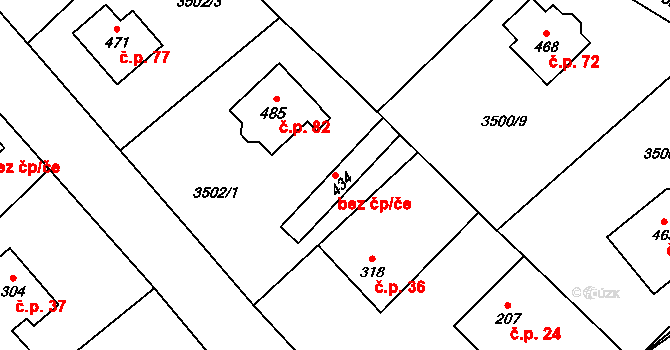 Týnec nad Sázavou 45409391 na parcele st. 434 v KÚ Podělusy, Katastrální mapa