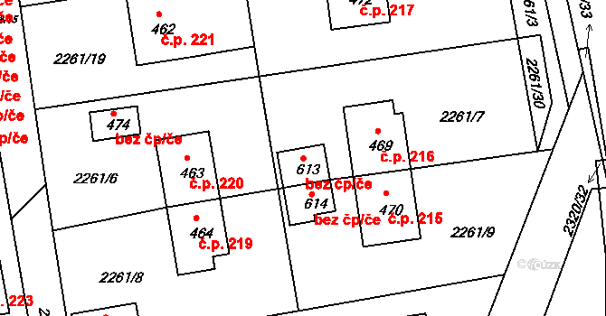 Horní Lideč 45626391 na parcele st. 613 v KÚ Horní Lideč, Katastrální mapa