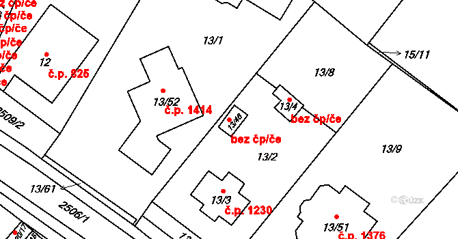 Plzeň 46526391 na parcele st. 13/46 v KÚ Doubravka, Katastrální mapa